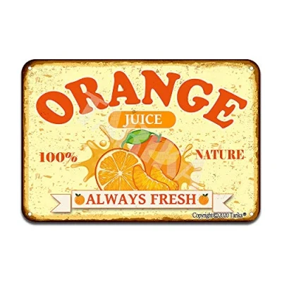 Image of Orange Juice Always Fresh Metal Sign Retro Vintage Tin Poster Wall Art Decor 8x12 Inches