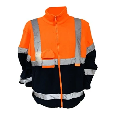 Image of Orange &amp; Navy Hi Vis Fleece Jacket, High Visibility, By Brook Vis, Large