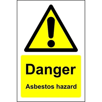 Image of Warning signs Danger asbestos hazard Safety sign 1.2mm Rigid plastic 300mm x 200mm
