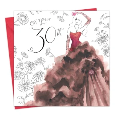 Image of Twizler 30th Birthday Card for Her with Crystal Finish &amp; Watercolour Effect 30 Year Old Age Female Womens Ladies