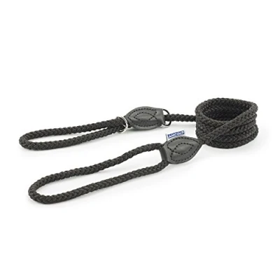 Image of Ancol Rope Slip &amp; Control Lead Black 1.5mx12mm