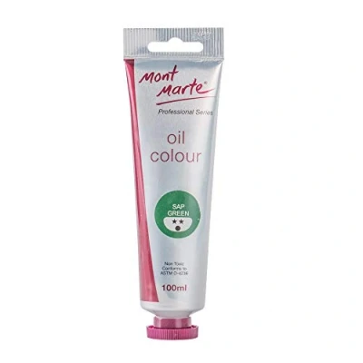 Image of MONT MARTE Premium Oil Paint, 100ml (3.4oz), Sap Green, Good Coverage, Excellent Tinting Strength