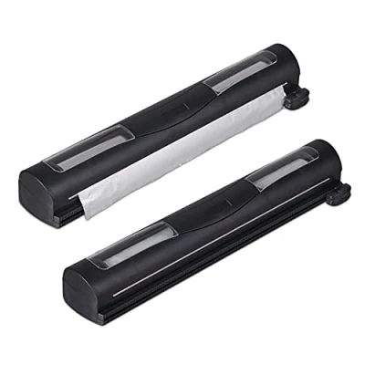 Image of Relaxdays Foil cutter set of 2, for aluminum and cling film, viewing window, smooth separation, film dispenser, black, 5 x 37 8 cm