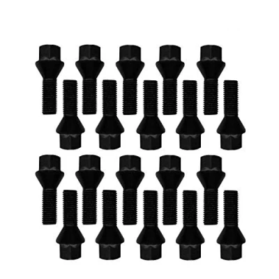 Image of TRACER 20 Wheel bolts M14x1.5 28mm conical waistband black galvanized compatible with Audi, VW, Seat, Skoda, Opel, BMW