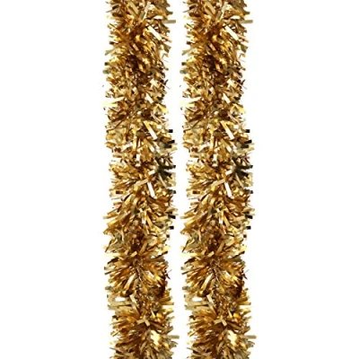 Image of Robelli Thick Luxury MATTE Christmas Tree Tinsel Decoration (Gold 4 meters)