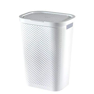 Image of Curver Infinity Laundry Box With Dot Pattern, White, 35 x 25 10 cm
