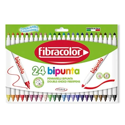 Image of FIBRACOLOR Bipunta Pack of 24 Super Washable Conical Tip and Fine Markers