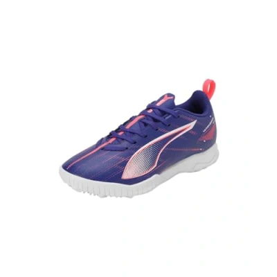Image of Puma Ultra 5 PLAY TT JR Unisex Astro turf trainers for kids, Size: 5, Lapis lazuli/white/sunset glow Synthetics