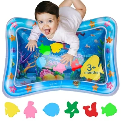 Image of Tummy Time Water Mat Inflatable Play Pad for Babies Sensory Floor 100% BPA Free &amp; Leakproof Baby, Infants 3 12 Months Avec Maman