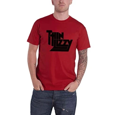 Image of Thin Lizzy T Shirt Band Logo Official Mens Red XL