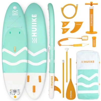 Image of HUIIKE Stand Up Paddle Board for Adults with Accessories Included, Oar, Fins, Pump. Inflatable Sup Great Stability and Resistance. 10’ x 33&quot; 5.9&quot;, Maximum Load 286 lb