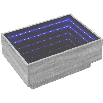 Image of vidaXL Coffee Table with LED Grey Sonoma 70x50x30 cm Engineered Wood