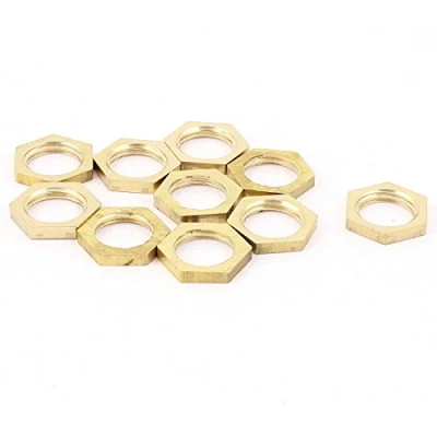 Image of Sourcingmap 1/4BSP Female Thread Brass Pipe Fitting Hex Lock Nut 10pcs