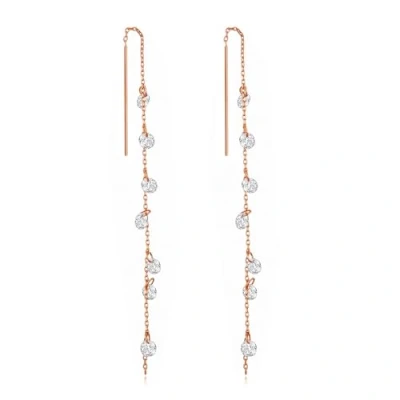 Image of Philip Jones Rose Gold Plated Dangle Thread Earrings Created with Zircondia® Crystals