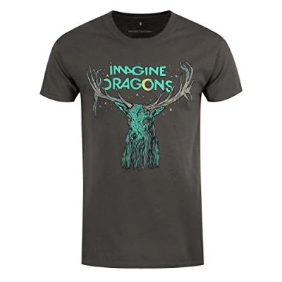 Image of Imagine Dragons Men&#039;s ELK In Stars Short Sleeve T Shirt, Grey, X Large