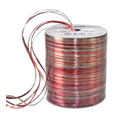 Image of Prasent 50 m Rayon Pearl Spool Ribbon, Bordeaux/ Gold/ Multi Colour