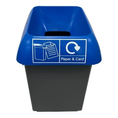 Image of Chabrias Ltd 30 Litre Recycling Waste Bin With Lid &amp; Logo Sticker Included (Blue Paper/Card Logo)