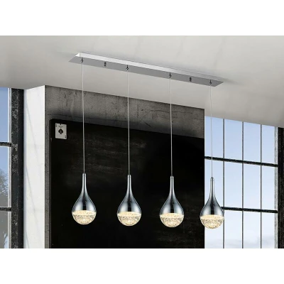 Image of Elie Integrated LED Crystal Bar Ceiling Pendant Chrome Bubble Effect