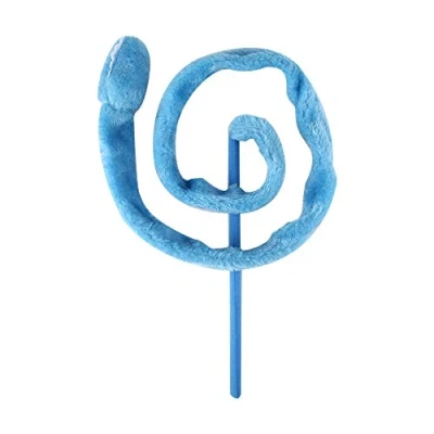 Image of TOPINCN Cat Interactive Toy Funny Cartoon Snake Shaped Soft Plush Teaser Pet Cats Kitten Exercising Playing Catcher Rod Stick(Blue)