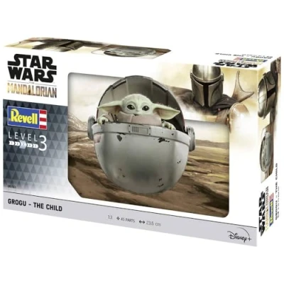 Image of Revell 06783 Star Wars: The Mandalorian Grogu™ Child 1:3 Scale Unbuilt/Unpainted Plastic Model Kit with Variable Height Display Stand
