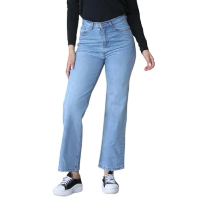 Image of MYT Womens Wide Leg Jeans Ladies High Waist Straight Fit Baggy Denim Pants Indigo 22
