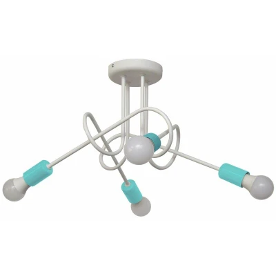 Image of Oxford Multi Arm Semi Flush Ceiling Light White, Turqouise 44cm