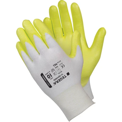 Image of Ejendals Cut Resistant Gloves, PU Coated, White/Yellow, Size 11