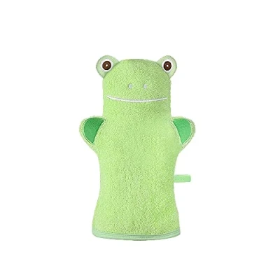 Image of Baby Bath Mitt, Wash Cloth Terry Towel, Towel Baby, Animal Gloves, Cartoon Washcloth Gloves Mitt for Green Frog