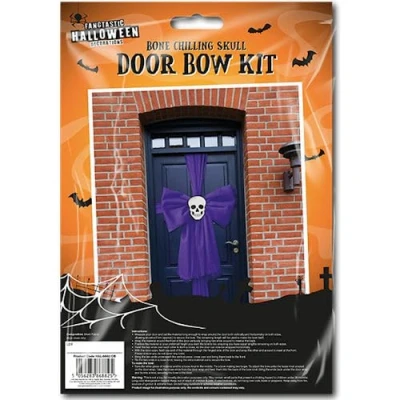 Image of Ditzy Doll HALLOWEEN DOOR BOW Purple Skeleton Spooky Effect Party Decoration Reusable