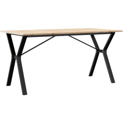Image of vidaXL Dining Table Y Frame 140x80x75 cm Solid Wood Pine and Steel