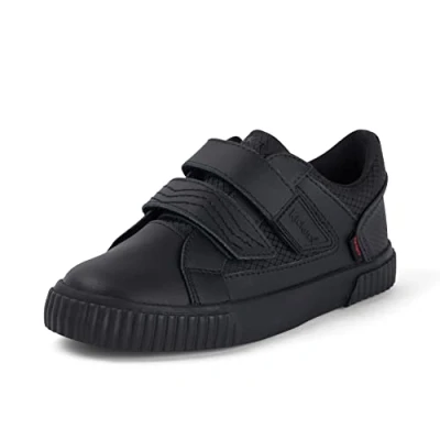 Image of Kickers Junior Boy&#039;s Tovni Twin Flex Leather School Uniform Shoes, Black, 2.5 UK