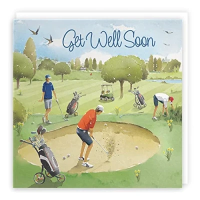 Image of Hunts England Get Well Golfing Card Golf Birthday Milo&#039;s Gallery Collection Soon Feel Better For Colleagues, Friends, Him, Men, etc.