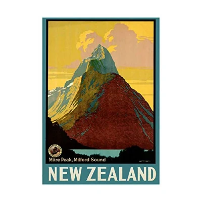 Image of Wee Blue Coo Mitre Peak Milford Sound New Zealand Lake Cloud Picture Wall Art Print