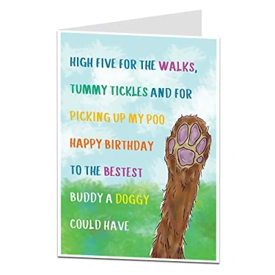 Image of Funny Happy Birthday Card From The Dog Pet Theme For Owner Lover Perfect Mum Dad Husbands &amp; Wifes