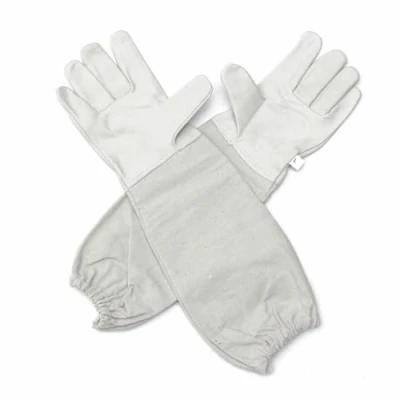 Image of COLOURLINX Beekeeping Bee Gloves Soft White Goat Leather With Cotton Gauntlets Goatskin Professional Elastic Cuff Sting Thorn Proof Resistant Protection Gardening Work Ventilated Canvas Sleeves (L)
