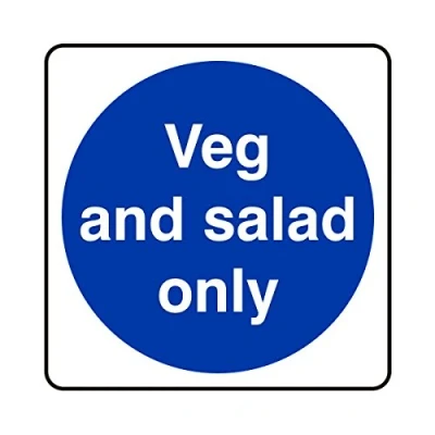 Image of 100mmx100mm Veg and Salad Only Catering Sign Sticker Self Adhesive