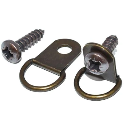 Image of SISI UK® 20 x D Rings Picture Photo Frame Hanging Hooks Hangers Canvas Hook Wall Bracket Hanger with Screws Bronze