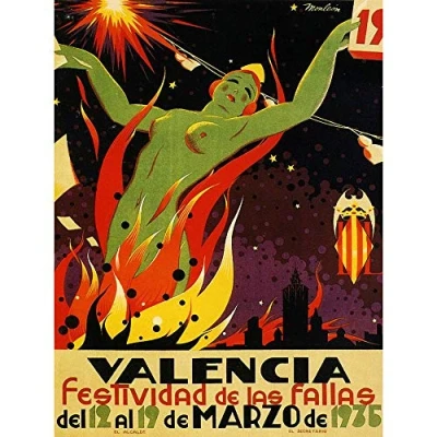 Image of Wee Blue Coo Advert Exhibition Festival Flaws Valencia Green Lady Spain Art Print Poster Wall Decor 12X16 Inch