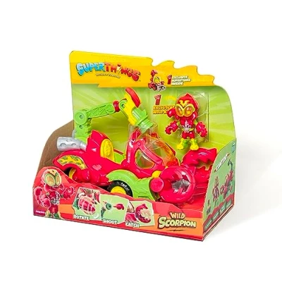 Image of SuperThings Wild scorpion vehicle. Includes 1 exclusive Kid and Villain SuperThing. With shooter pincers to capture heroes