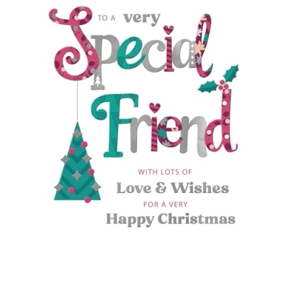 Image of to A Very Special Friend Festive Joy Tree Bauble Christmas Greeting Card XFCS008