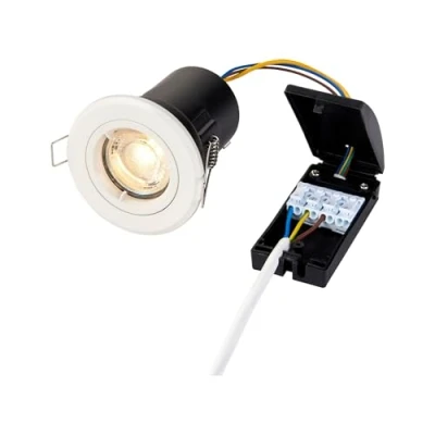 Image of Saxby 61059 50W shieldPLUS MV IP20 Recessed Fixed Fire Rated Downlight GU10 Ceiling Spotlight Matt White