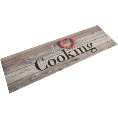 Image of vidaXL Kitchen Rug Washable Cooking Grey 45x150 cm Velvet