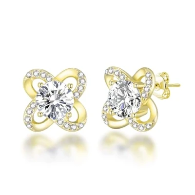 Image of Philip Jones Gold Plated Orbit Earrings Created with Zircondia® Crystals