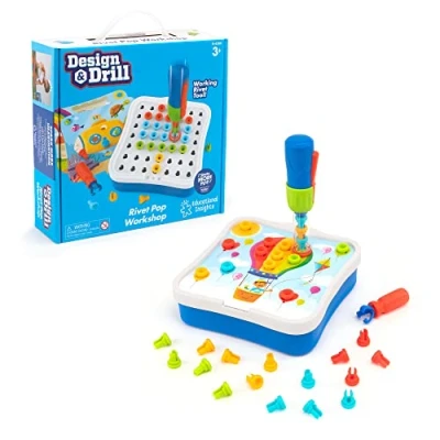 Image of Learning Resources Design and Drill Rivet Pop Workshop, 54 Piece with Hand Powered Popper, STEM Toy, Boys Girls Ages 3+