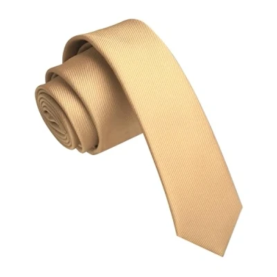 Image of JEMYGINS 1.58&quot; Gold Tie Silk Skinny Ties for Men Slim Necktie(4cm)