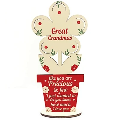 Image of RED OCEAN Wooden Flower Great Grandma Birthday Gifts From Grandchildren Thank You Gift Keepsake