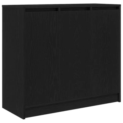 Image of vidaXL Sideboard Black Oak 85x34x76 cm Engineered Wood Modern Storage Solution for Dining Room, Kitchen, Office, Bedroom with Ample Shelving and Enclosed Cabinet