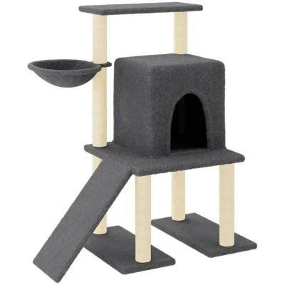Image of vidaXL Cat Tree with Sisal Scratching Posts Dark Grey 96.5 cm