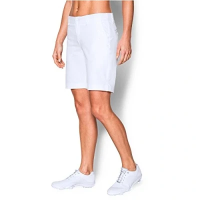 Image of Under Armour Golf Fitted 9&quot; Womens White Shorts Size 8 UK