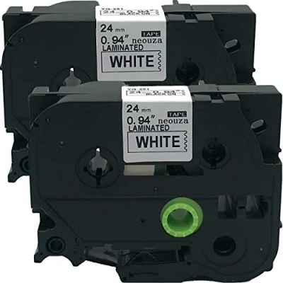 Image of NEOUZA 2PK Compatible for Brother P Touch Laminated TZe TZ 251 Label Tape 24mm x 8m (Black on White)
